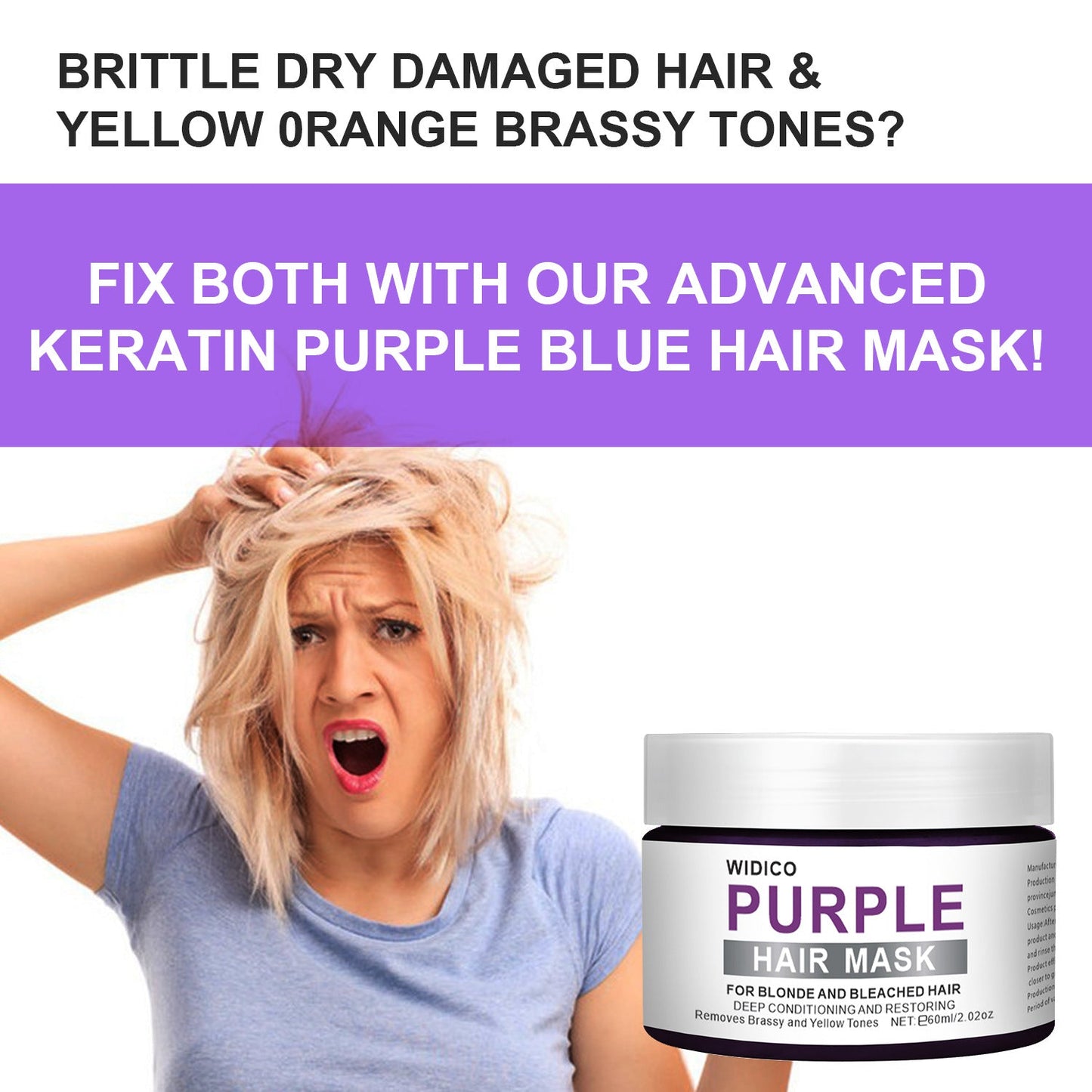 Shampooing violet pour l'élimination du teint jaune et les soins capillaires - Feebella