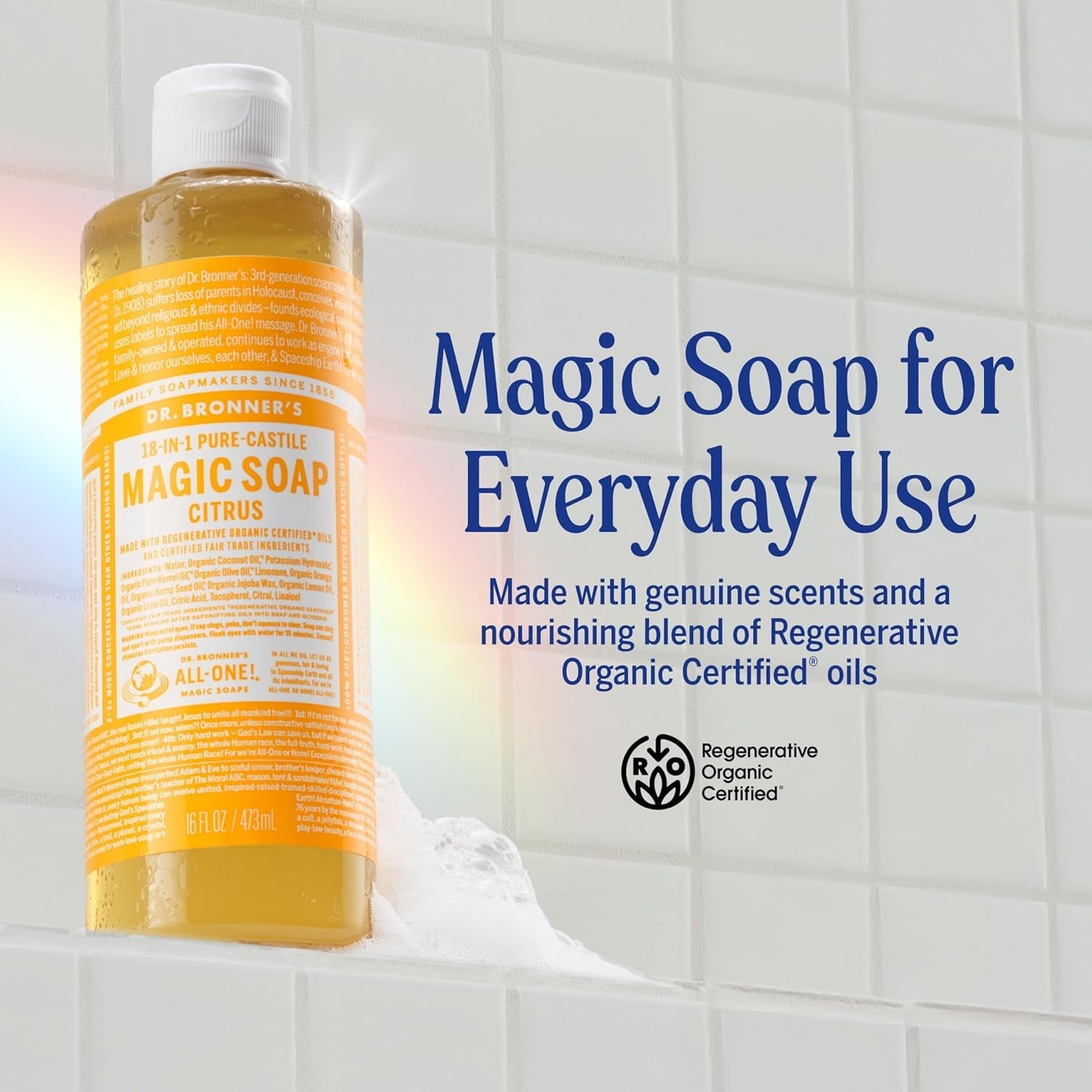 Dr. Savon liquide biologique pur de Castille Bronner à l'huile d'agrumes 32 oz - Feebella