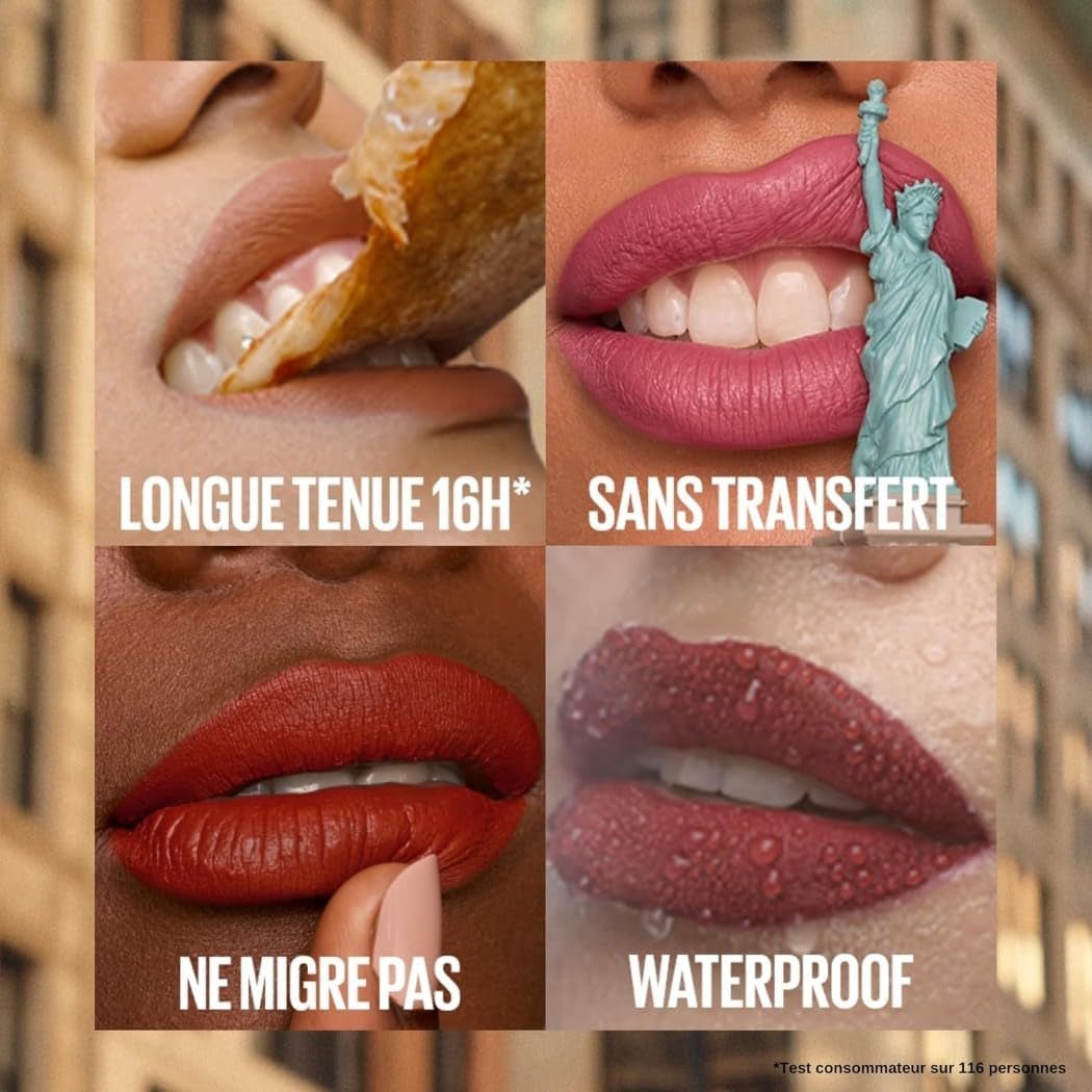 New York - Coffret Exclusif De 6 Rouges À Lèvres Liquides Longue Tenue - Superstay Matte Ink - Teintes: Lover (15)/Seductress (65)/Artist (120)/Dancer (118)/Pioneer (20)/Voyager (50) - Feebella