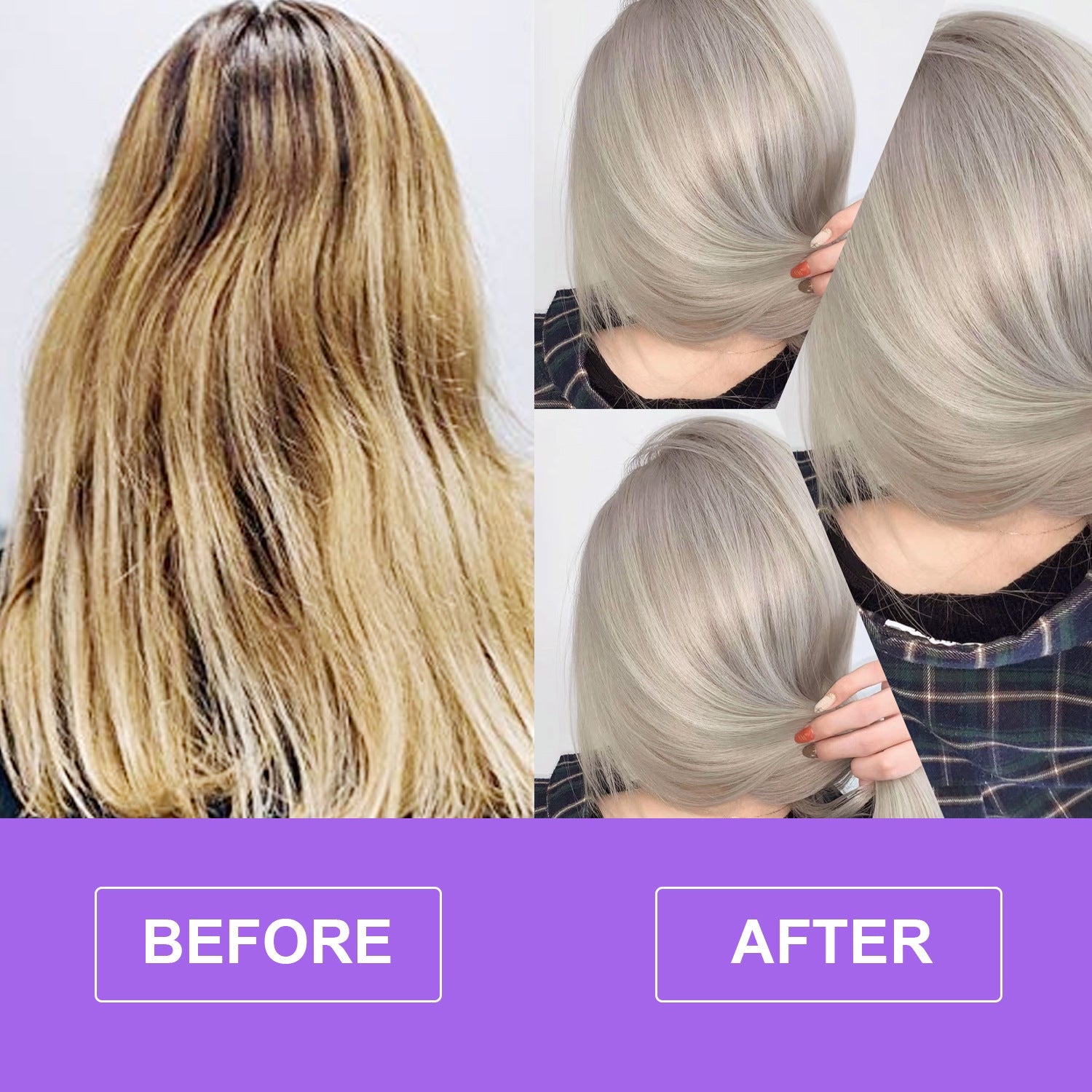 Shampooing violet pour l'élimination du teint jaune et les soins capillaires - Feebella